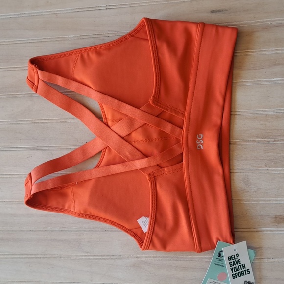 NWT DSG Ginger Orange Strappy Compression Sports Bra Moisture-Wicking 4-W - Picture 2 of 9